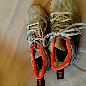 NIKE GREEN and orange youth size 5 sneakers